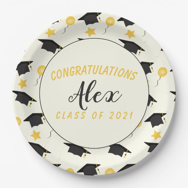 Congratulations Class Of Graduate Customize Name   Paper Plates (Front)