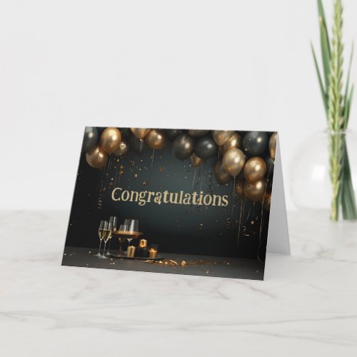 Congratulations Classic Elegant Balloon Celebrate Card