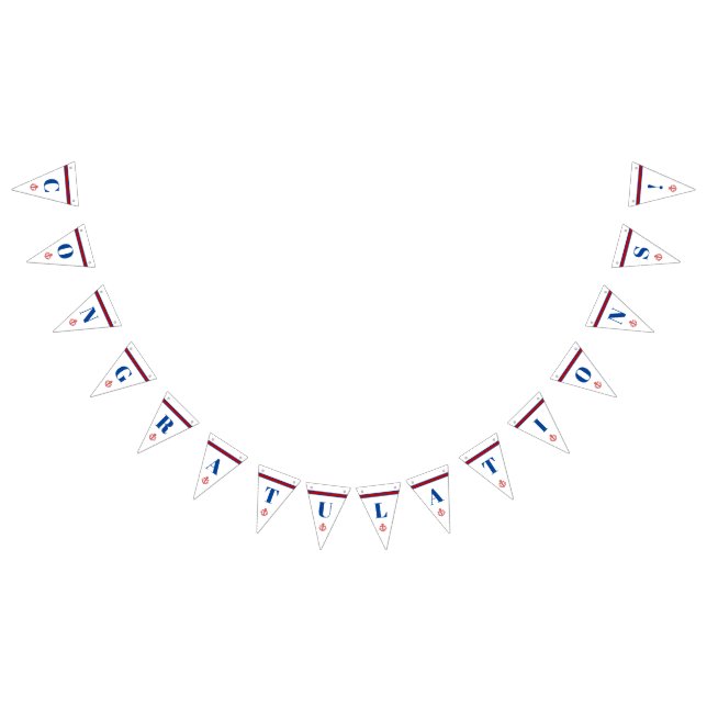 Congratulations Classic Nautical Anchor Stripes Bunting Flags (All)