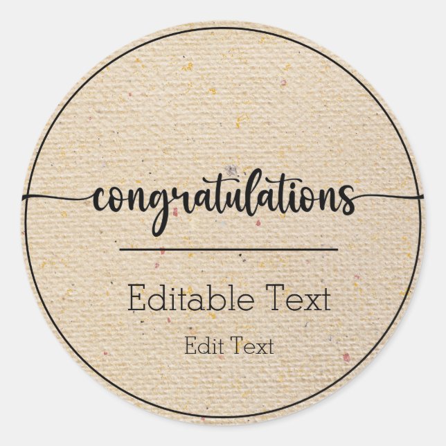 Congratulations  classic round sticker (Front)