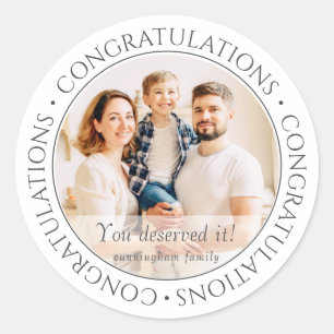 Congratulations   Classic Simple Custom Photo Classic Round Sticker