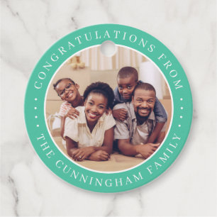 Congratulations Classic Simple Family Photo Favor Tags