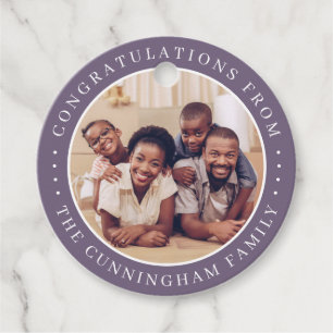 Congratulations Classic Simple Family Photo Favor Tags
