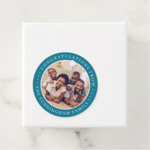 Congratulations Classic Simple Family Photo Favor Tags
