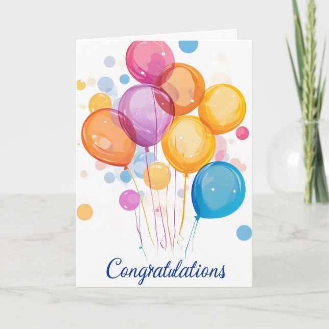 Congratulations Colorful Balloons Holiday Card (Front)