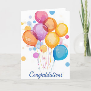 Congratulations Colorful Balloons Holiday Card