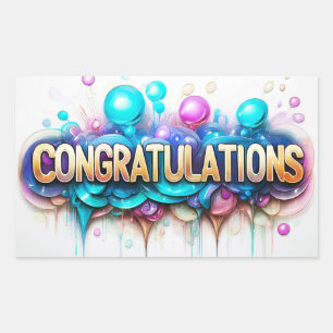 Congratulations! Colorful design Rectangular Sticker
