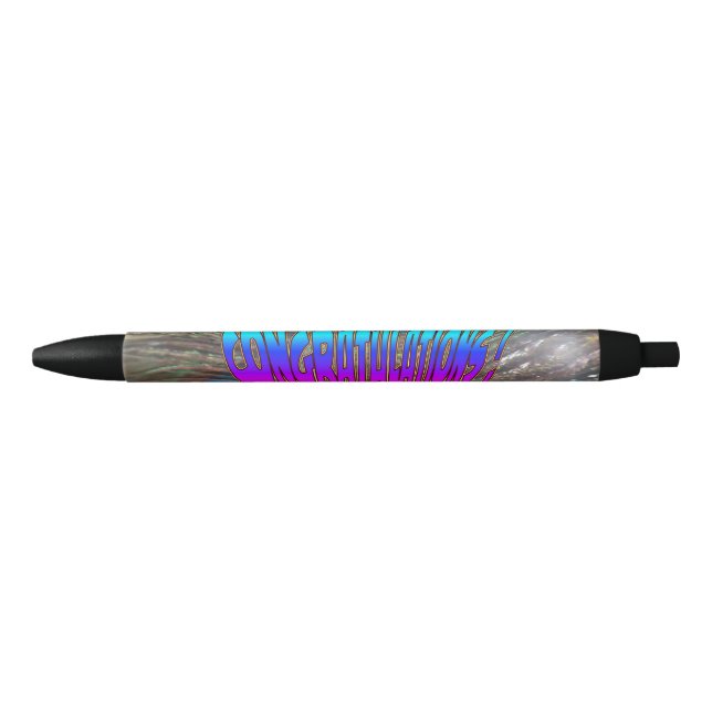 Congratulations Colorful Peacock Feathers Pen (Front)