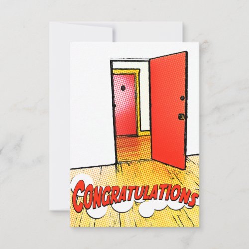 congratulations comic door invitation