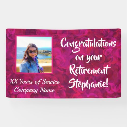 Congratulations Company Year Pink Photo Retirement Banner
