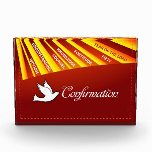 Congratulations Confirmation Dove with Gold and Re Acrylic Award