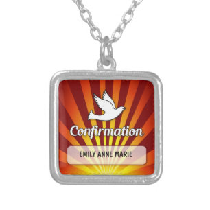 Congratulations Confirmation Dove with Gold and Re Silver Plated Necklace