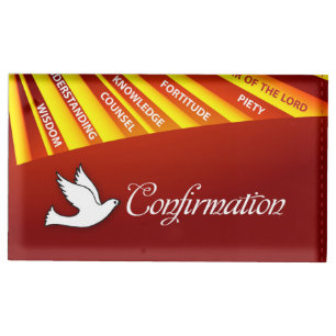 Congratulations Confirmation Dove with Gold and Re Table Number Holder