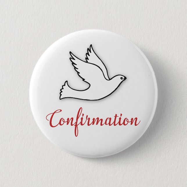 Congratulations Confirmation Dove with Gold, Red Button (Front)