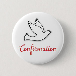 Congratulations Confirmation Dove with Gold, Red Button