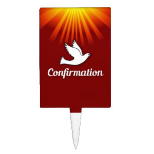 Congratulations Confirmation Dove with Gold/Red Cake Topper