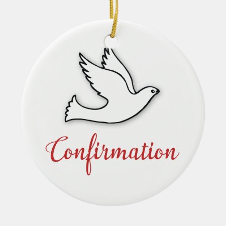 Congratulations Confirmation Dove With Gold, Red Ceramic Ornament
