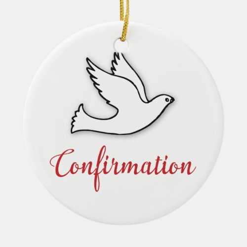 Congratulations Confirmation Dove with Gold Red Ceramic Ornament