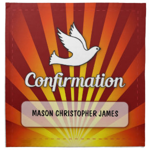 Congratulations Confirmation Dove with Gold, Red Cloth Napkin