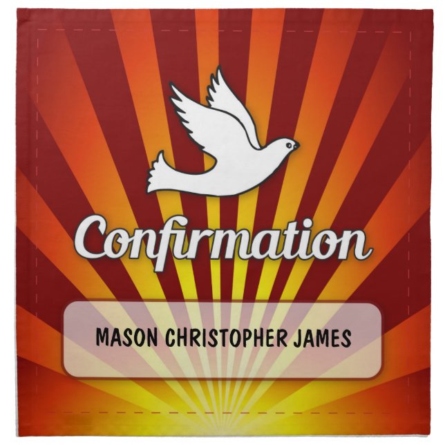 Congratulations Confirmation Dove with Gold, Red Cloth Napkin (Front)