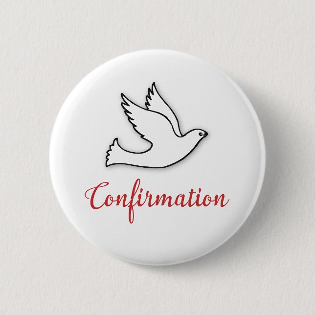 Congratulations Confirmation Dove with Gold, Red Pinback Button (Front)