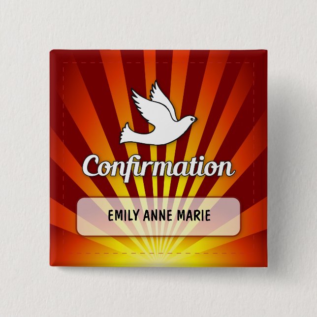 Congratulations Confirmation Dove with Gold, Red Pinback Button (Front)