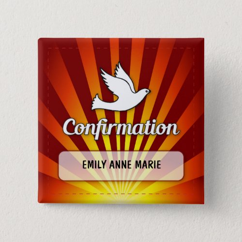 Congratulations Confirmation Dove with Gold Red Pinback Button