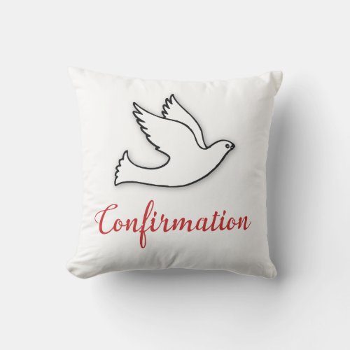 Congratulations Confirmation Dove with Gold Red Throw Pillow