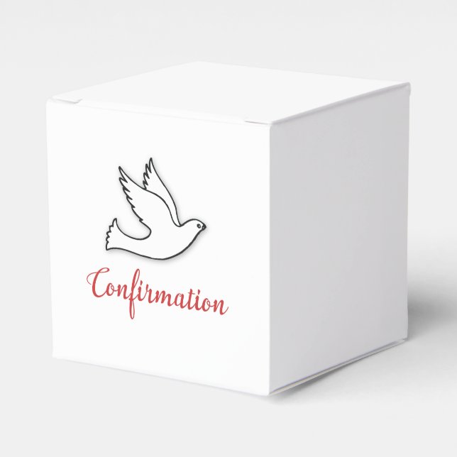 Congratulations Confirmation Dove with Red Favor Boxes (Front Side)