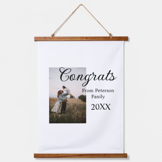 Congratulations congrats add family name photo yea hanging tapestry (Front)