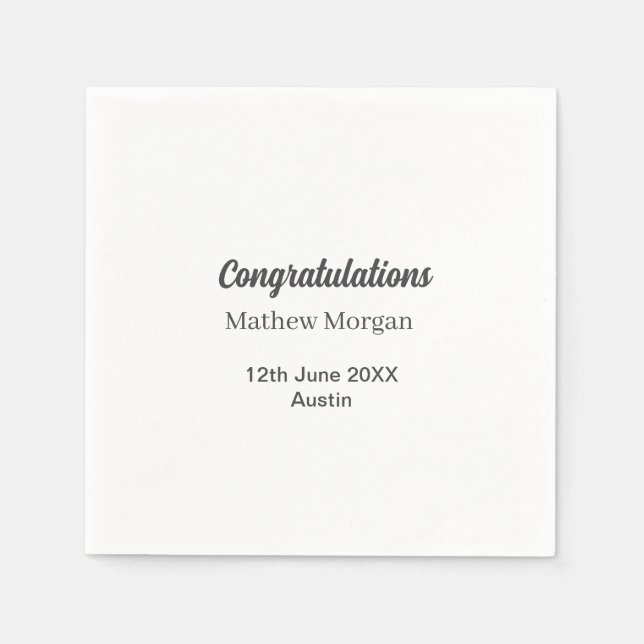 Congratulations congrats graduation name year clas napkins (Front)