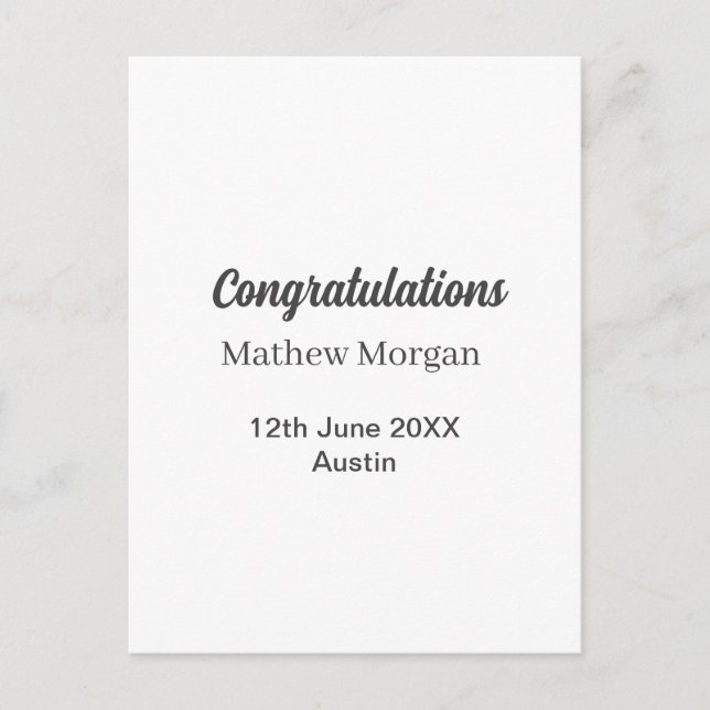 Congratulations congrats graduation name year clas postcard (Front)