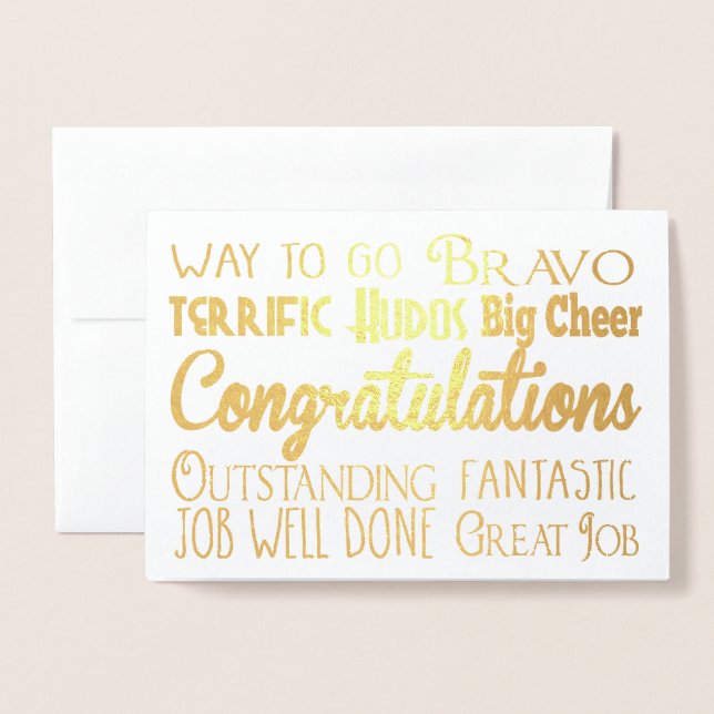 Congratulations - Congrats - Job Well Done Foil Card (Front With Envelope)