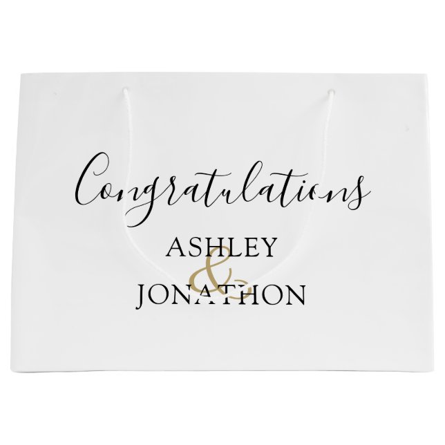 Congratulations Couples Name Wedding Large Gift Bag (Front)