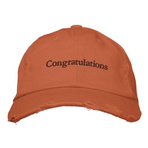 Congratulations Create Own Text Orange Color_Hat Embroidered Baseball Cap