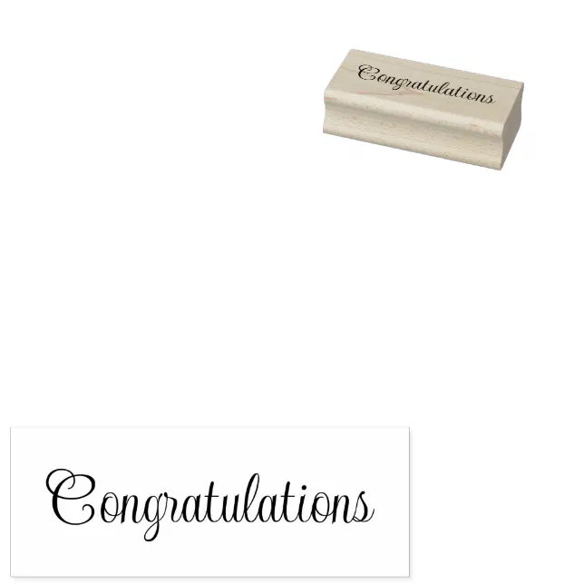 Congratulations Cursive Script Text Template Rubber Stamp | Zazzle