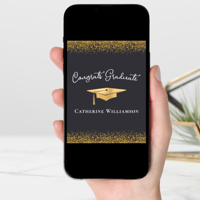 Congratulations Custom Elegant Gold Graduation  Card (Front Digital)
