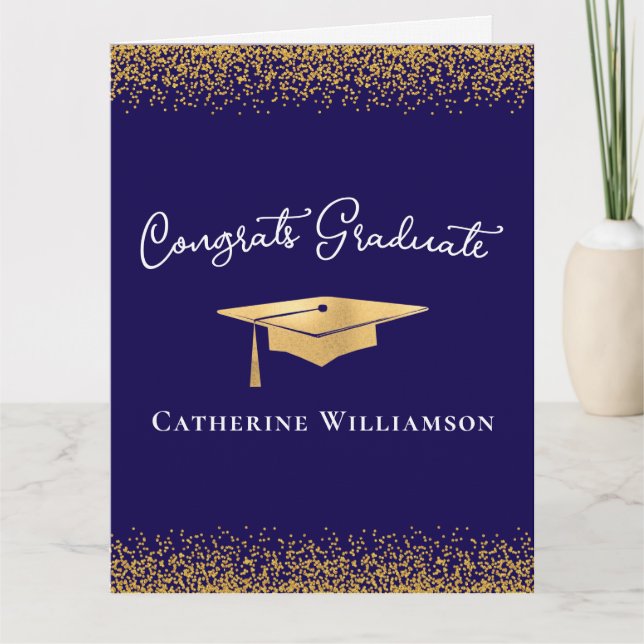 Congratulations Custom Elegant Gold Graduation  Card (Front)