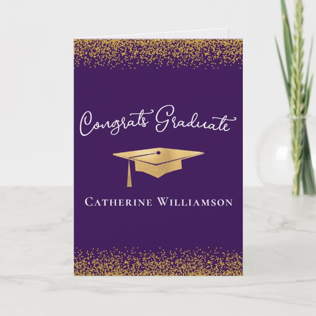 Congratulations Custom Elegant Gold Graduation  Card (Front)