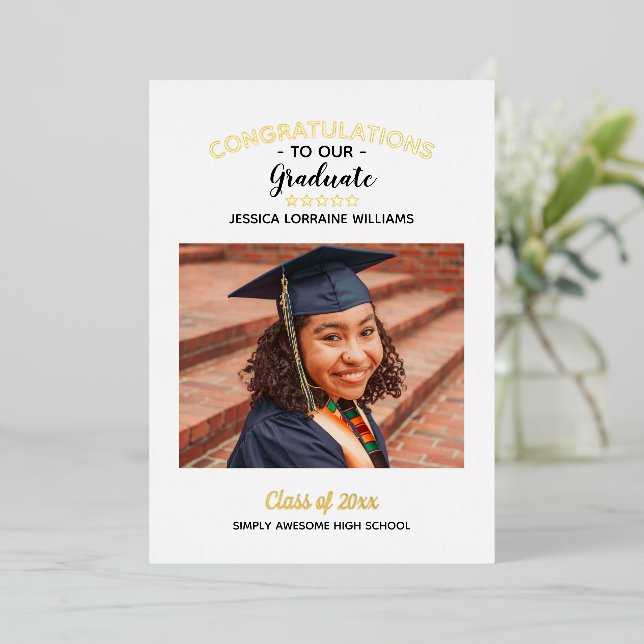Congratulations Custom Photo Graduate Graduation Foil Invitation (Standing Front)