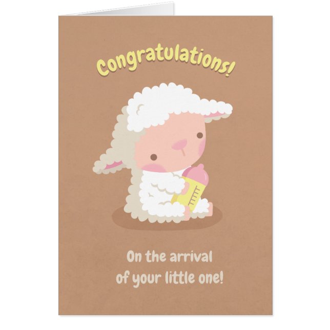 Congratulations Cute Baby Lamb Newborn (Front)