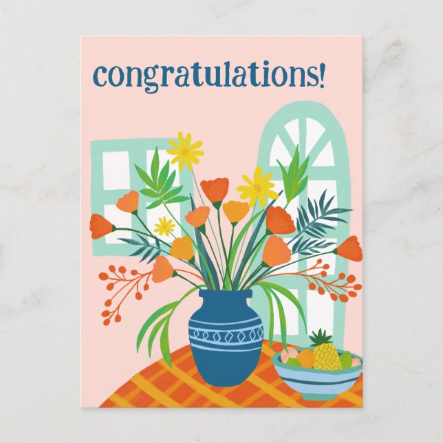 CONGRATULATIONS Cute Floral Bouquet Fun Custom Postcard (Front)
