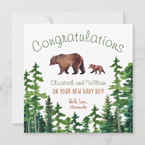 Congratulations Cute Mama and Baby Bear  Card