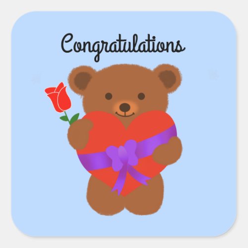 Congratulations Cute Teddy Bear 1 Stickers