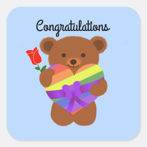 Congratulations Cute Teddy Bear 2 Stickers