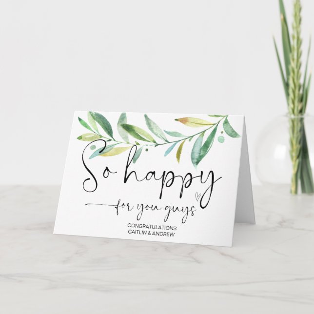 Congratulations Cute Wedding Engagement So Happy C Card (Front)