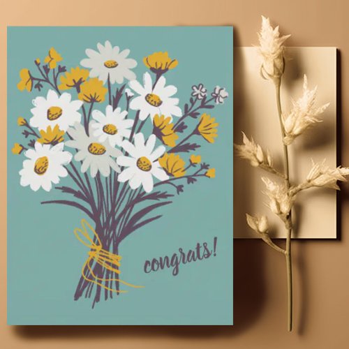 CONGRATULATIONS Daisy Bouquet Floral Cute Custom Postcard