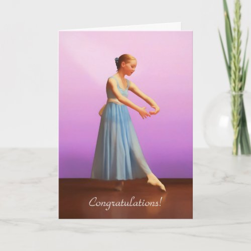 Congratulations Dance Recital Ballerina in Blue Card