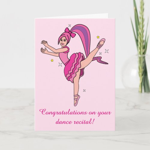 Congratulations Dance Recital Ballerina with Bow Card
