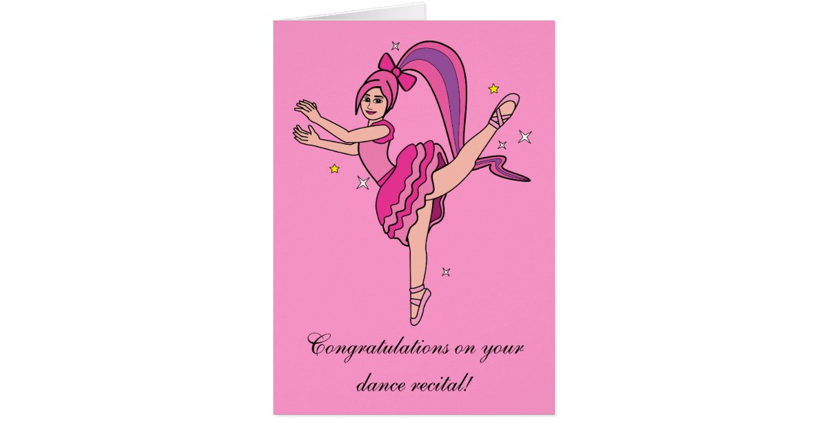 Congratulations Dance Recital Ballerina with Bow Card | Zazzle.com